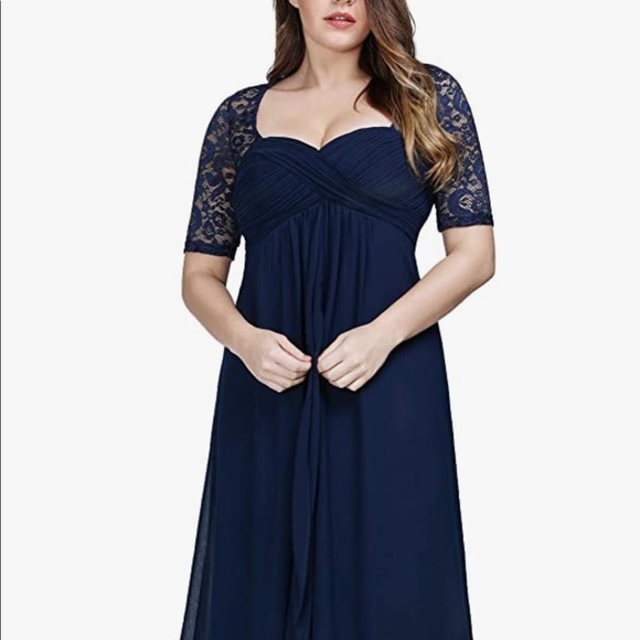 Navy Blue floor length evening gown - Picture 5 of 7